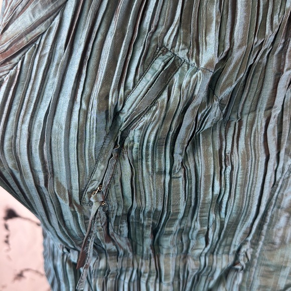 UBU Teal Ruched Pillow Jacket Crinkled Pleated Longline Lightweight Windbreaker - Picture 4 of 15